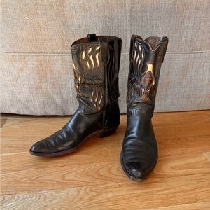 ACME Thunderbird Flame Vintage 50s Inlay Cowboy Boots Western Leather USA 10D